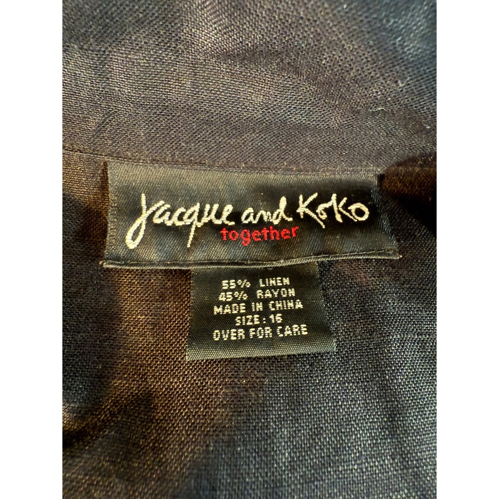 Jacque and Koko Linen Rayon Black Button Front Sleeveless‎ Maxi Dress Size 16 - Picture 4 of 7
